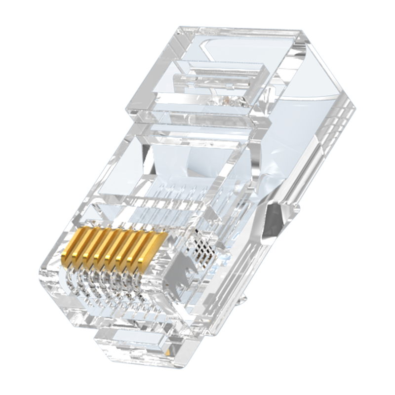 RCB-1100 水晶頭超五類 鍍金RJ45純銅網絡網線接頭 cat5e非屏蔽8P8C電腦線纜連接器100個/盒