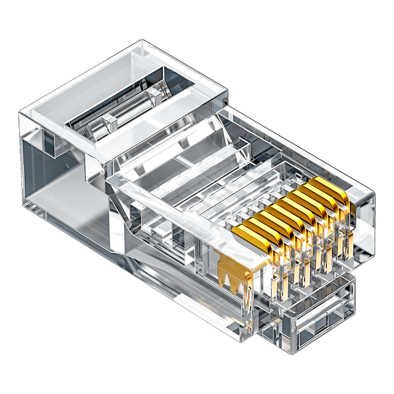 RC-8100 六類網線水晶頭 6類RJ45千兆網絡連接頭 工程級電腦網線8P8C鍍金寬帶接頭100個/盒